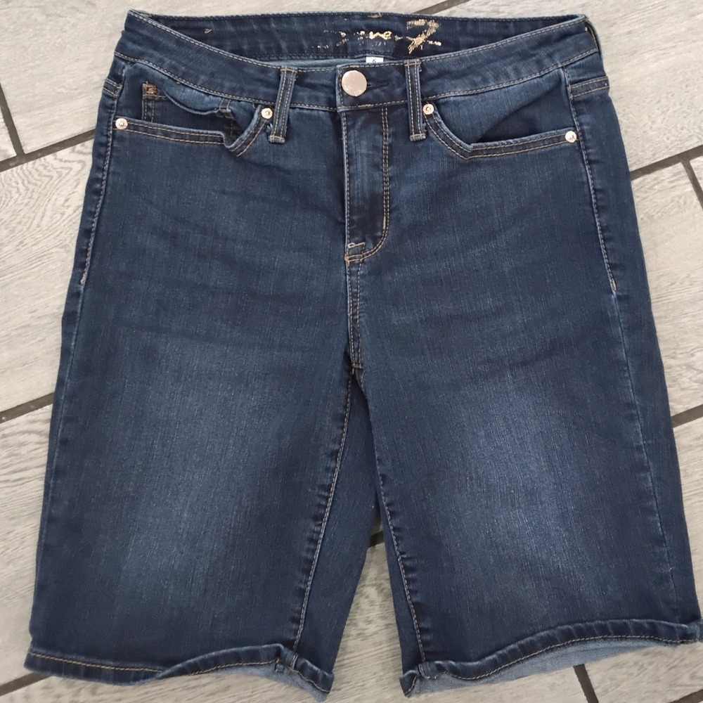 Seven7 Womens Dark Wash Denim Bermuda‎ Shorts Blue Size 6 Stretch Jean Shorts